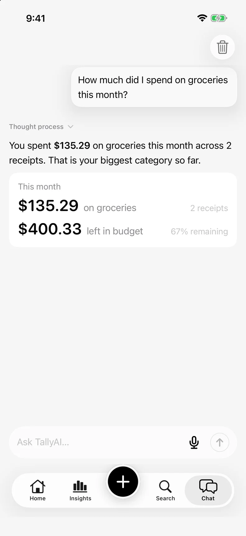 TallyAI private on-device assistant